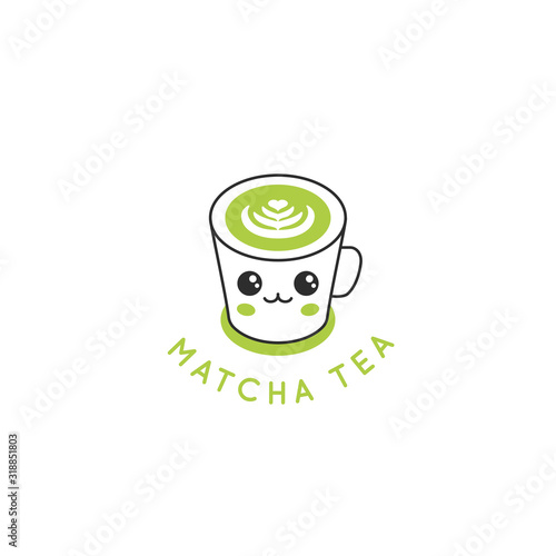 Vector abstract logo and branding design template in trendy linear minimal style - green matcha tea