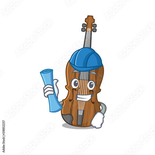 Elegant Architect violin having blue prints and blue helmet