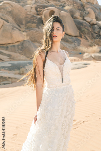 Beautiful bride on the desert