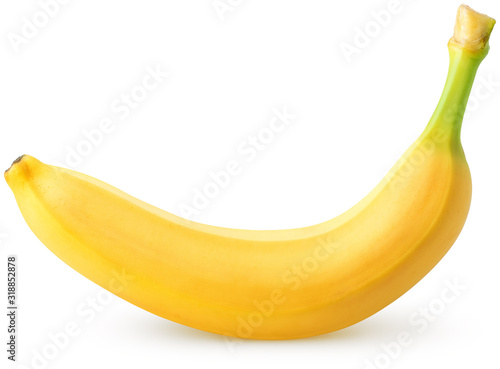 Isolated bananas. Single banana fruit isolated on white background with clipping path