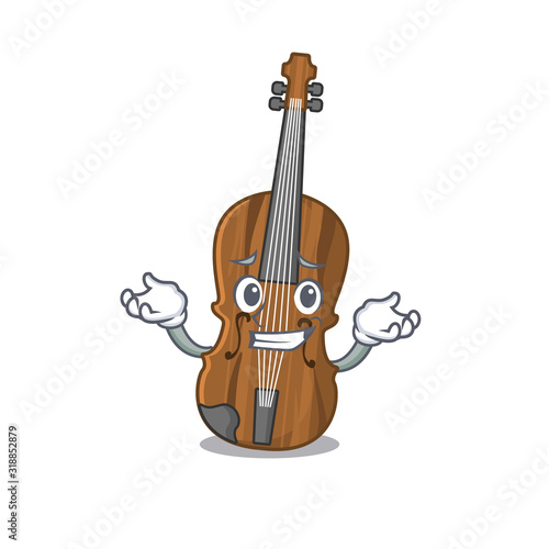 Super Funny Grinning violin mascot cartoon style
