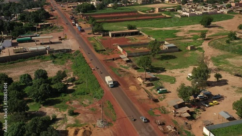 Africa Mali Village and Truck Aerial View 2