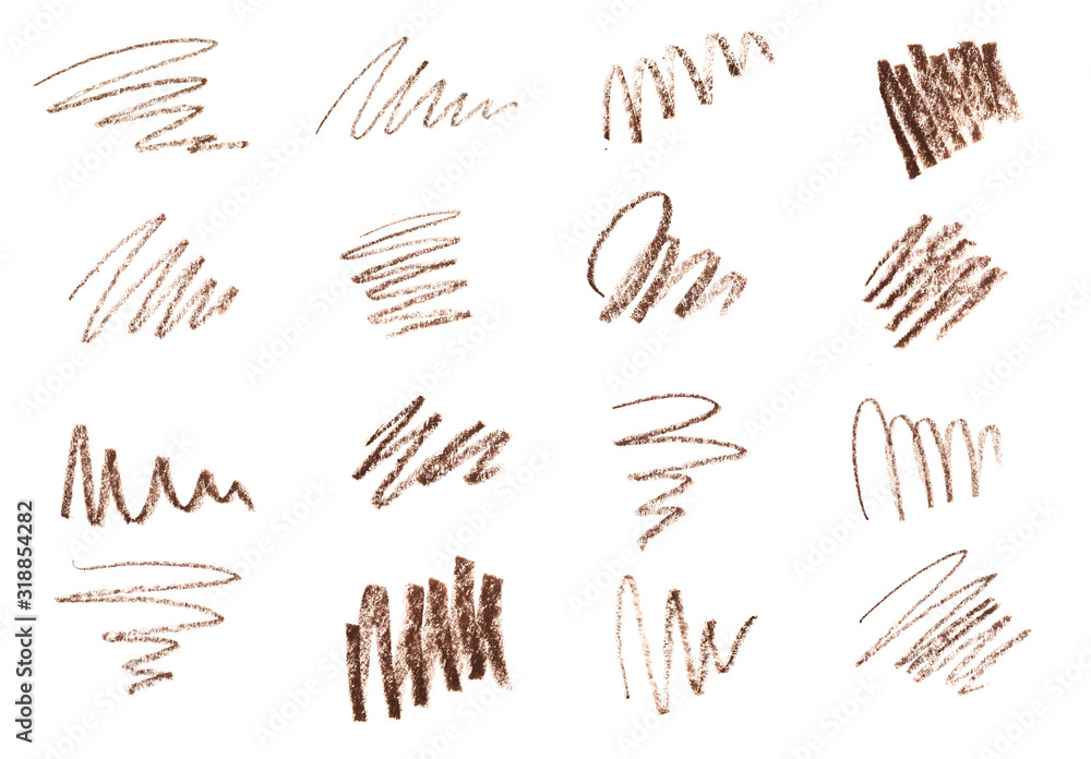 Set of Brow or eye Liner Pencil Squiggles isolated on white background - Image Set of Brow or eye Liner Pencil Squiggles isolated on white background - Image