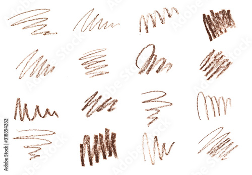 Set of Brow or eye  Liner Pencil Squiggles isolated on white background  - Image