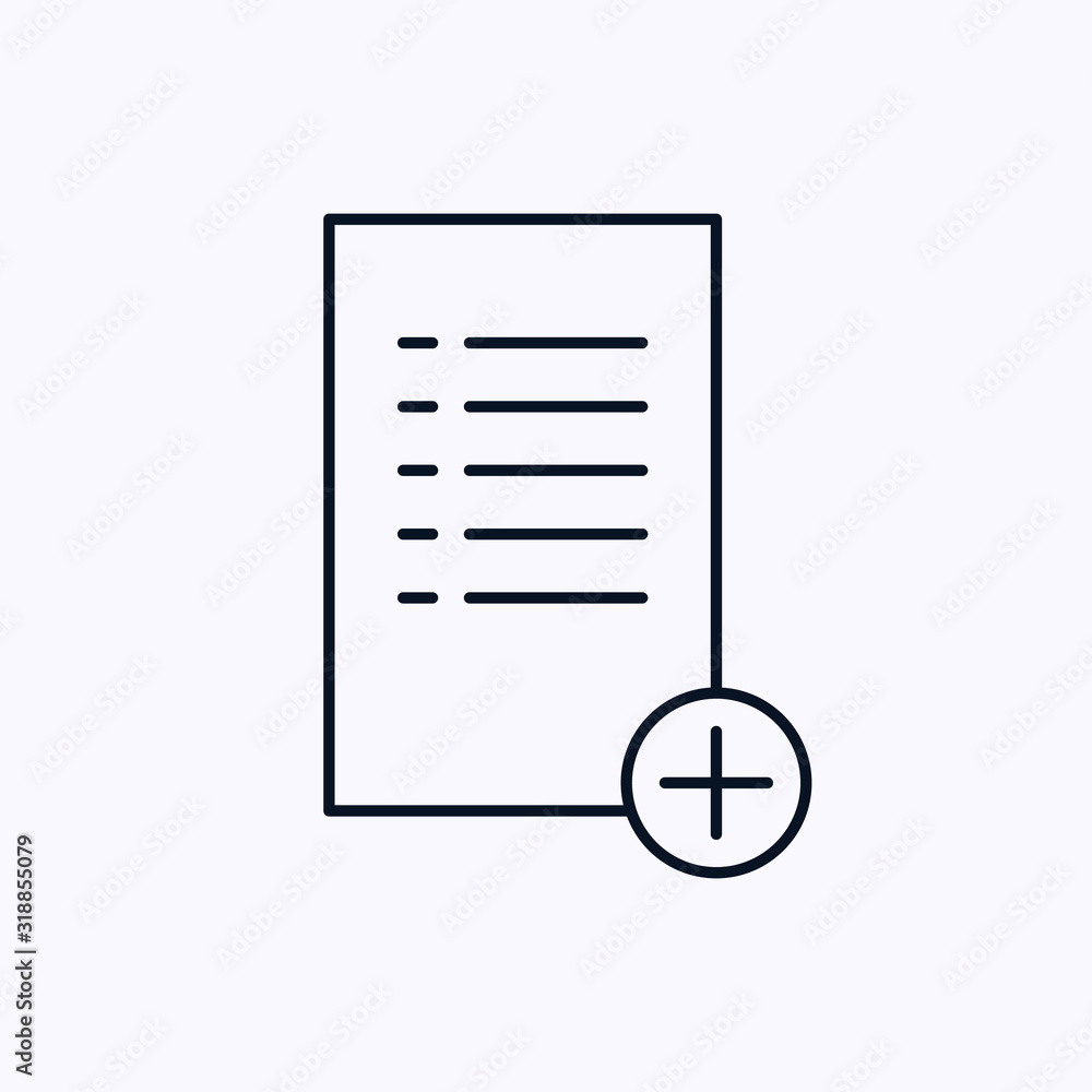 Document icon with plus sign isolated on white background Document icon with plus sign isolated on white background
