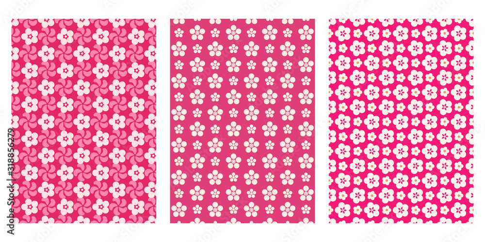 Japanese Cute Cherry Blossom Abstract Vector Background Collection