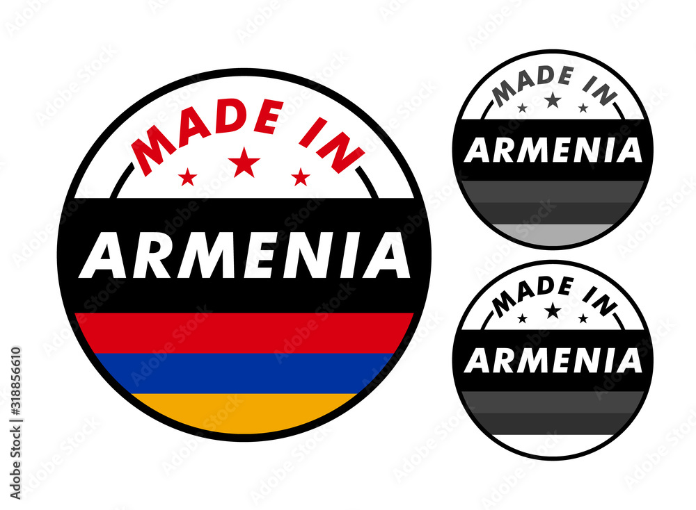 Made in Armenia with and Armenia flag for label, stickers, badge Made in Armenia with and Armenia flag for label, stickers, badge