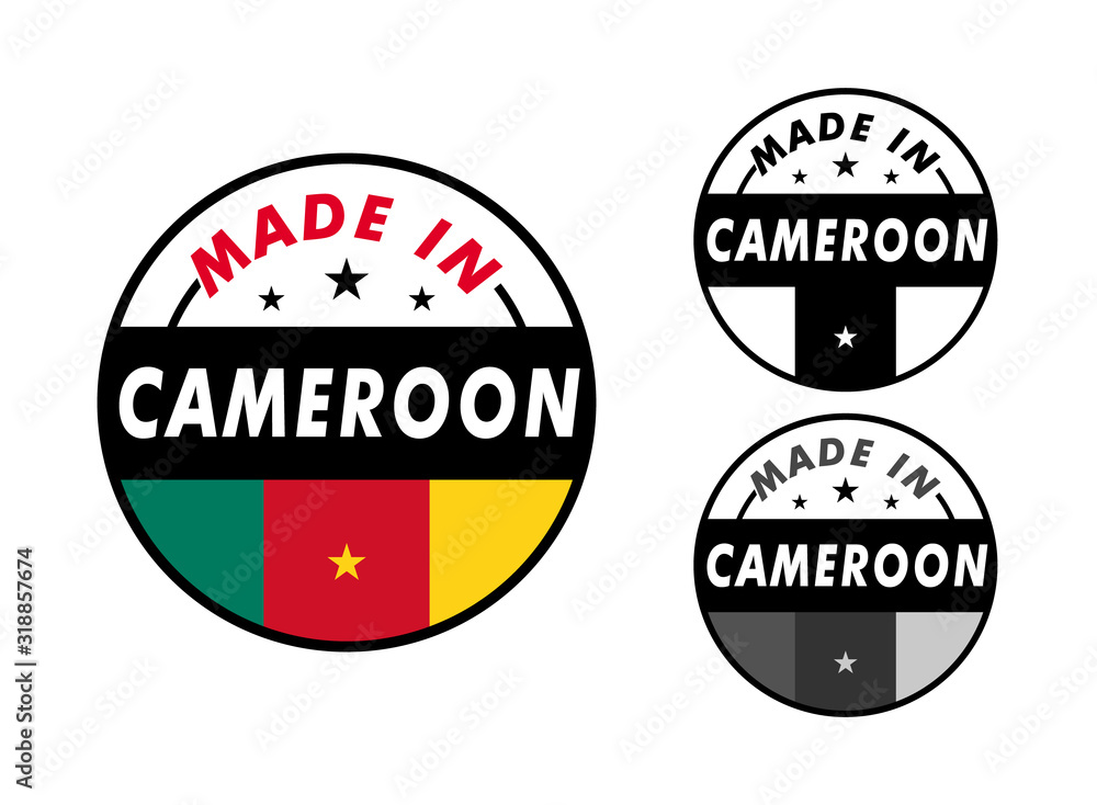 Obraz premium Made in Cameroon with and Cameroon flag for label, stickers, badge