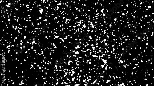 White Grainy Texture Isolated On Black Background. Dust Overlay. Light Coloured Noise Granules. Snow Vector Elements. Digitally Generated Image. Illustration, Eps 10.