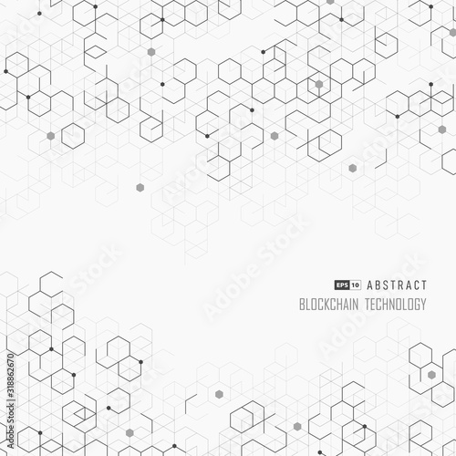 Abstract cover hexagonal geometric of blockchain design artwork. illustration vector eps10