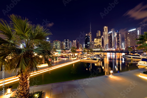 Dubai skyline from Marasi st, Dubai Business Bay, United Arab Emirates photo