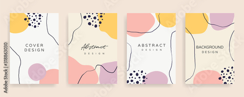 Social media stories and post creative Vector set. Background template with copy space for text and images design by abstract colored shapes,  line arts , Tropical leaves  warm color of the earth tone