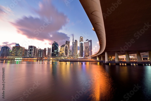 Dubai skyline from Marasi st, Dubai Business Bay, United Arab Emirates