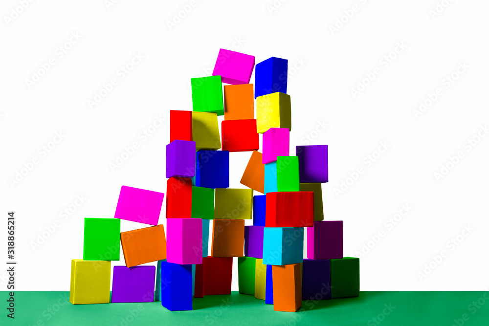 White cubes abstractly stacked on top of each other White cubes abstractly stacked on top of each other