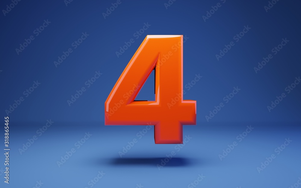 Obraz premium Lush Lava 3d number 4. 3D rendering. Best for anniversary, birthday party, celebration.