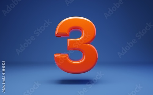 Lush Lava 3d number 3. 3D rendering. Best for anniversary, birthday party, celebration.