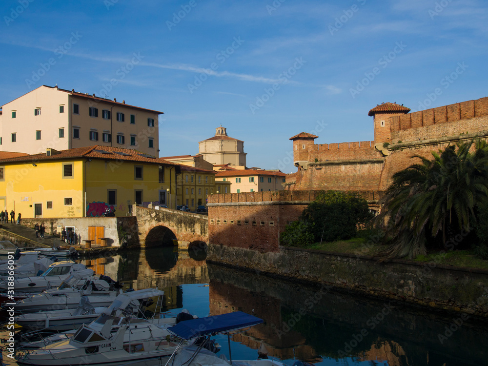 Fototapeta premium Italia, Toscana, la città di Livorno. La Fortezza Nuova.