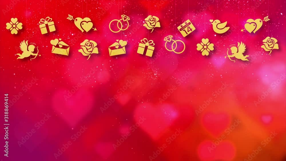 Happy Valentine theme decoration motion particles animation with drop down graphic icons associated with Valentine theme background Happy Valentine theme decoration motion particles animation with drop down graphic icons associated with Valentine theme background