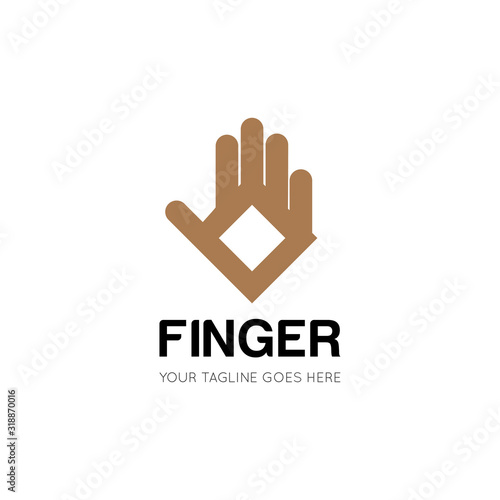 number five finger logo, fifth with finger icon vector illustration design template