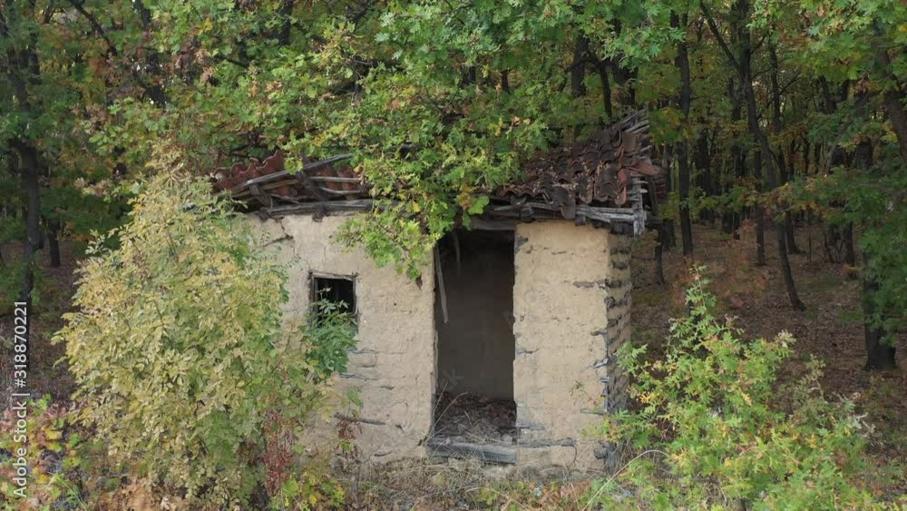 Abandoned house made of logs and mud 4K video Abandoned house made of logs and mud 4K video