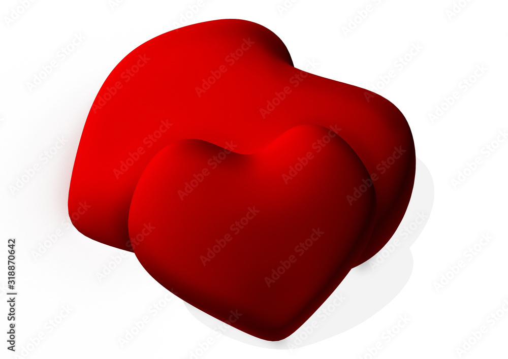 Hearts. Postcard. On white background. Valentine's Day. The 14th of February. Love. Feelings of love. 3d rendering. Hearts. Postcard. On white background. Valentine's Day. The 14th of February. Love. Feelings of love. 3d rendering.
