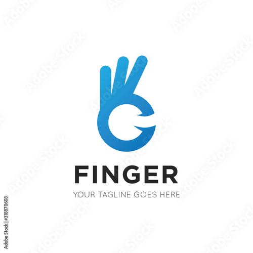 good finger logo, ok with finger icon vector illustration design template