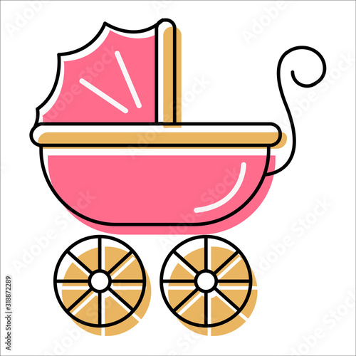 Baby Carriage Silhouette icon isolated illustration