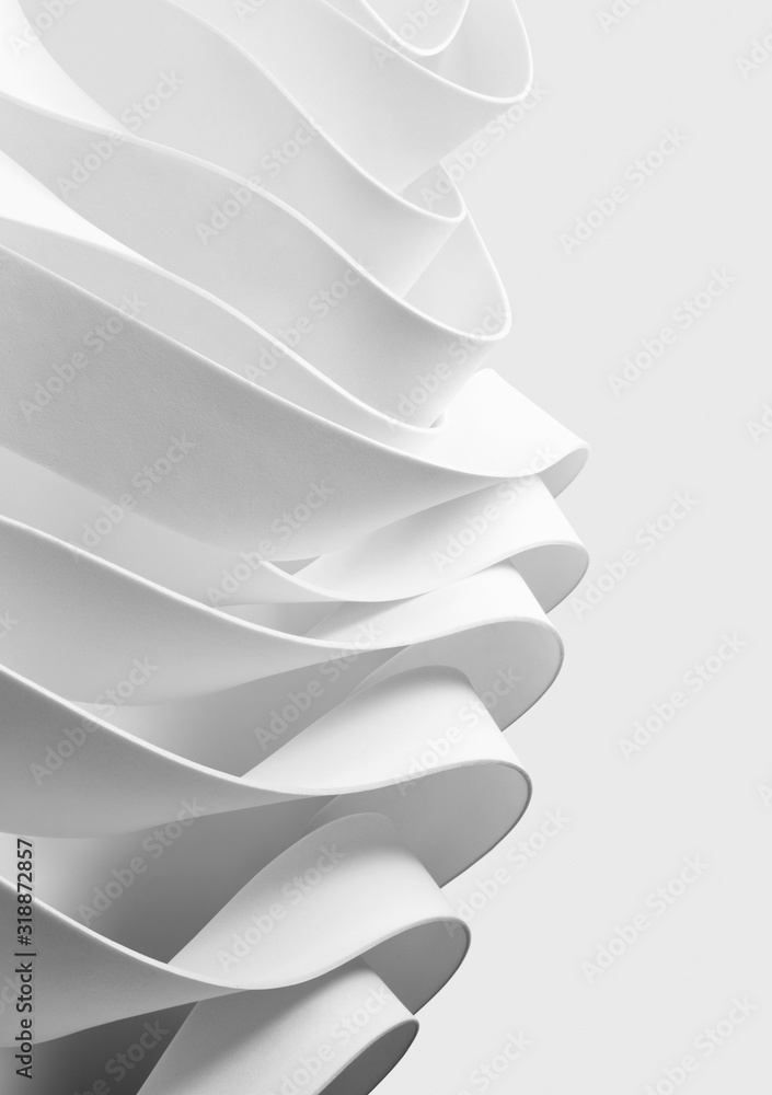 Structure with wavy white elements, abstract background - obrazy, fototapety, plakaty 