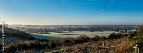 Panoramic view of the Cotswold village of Kingswood, Gloucestershire, United Kingdom