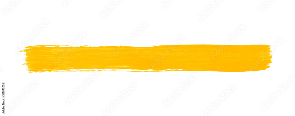 Gemalter Pinsel grunge Streifen gelb orange - obrazy, fototapety, plakaty 