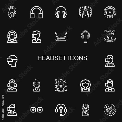Editable 22 headset icons for web and mobile