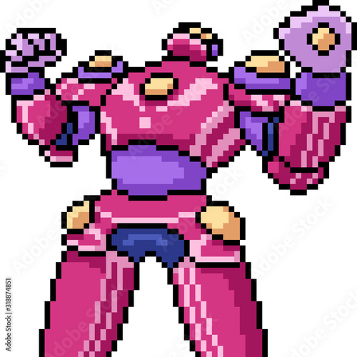 vector pixel art robot hero