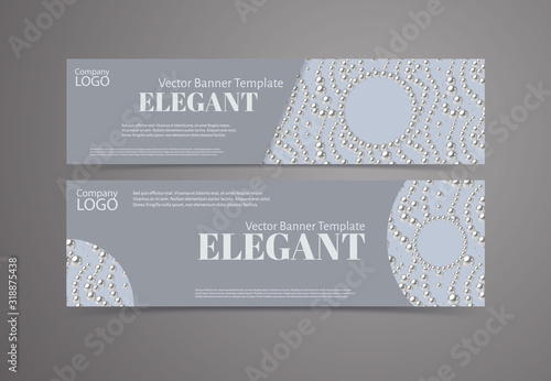 Set of banners with pearl pattern background. Elegant design vector template.