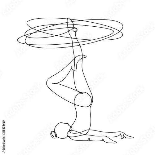 Female gymnast continuous line drawing. Fitness, girl one line drawing. Vector illustration