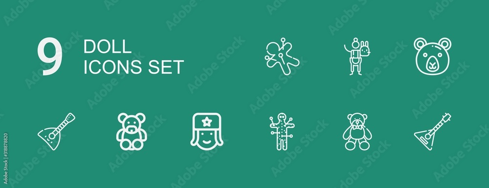 Editable 9 doll icons for web and mobile Editable 9 doll icons for web and mobile
