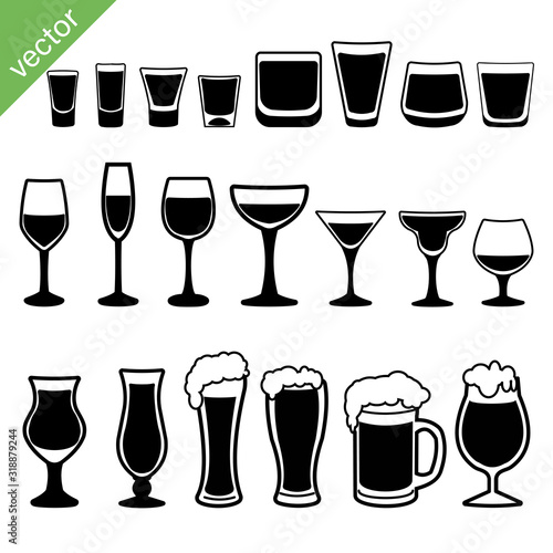 Set of different alcoholic drinks
