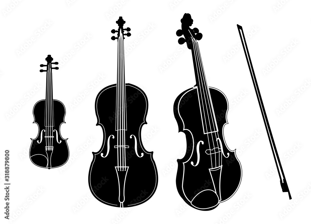 Fototapeta premium Vector cello and violin isolated on white