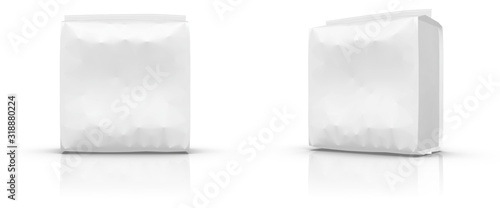 Realistic Blank Mock-up Quattro Seal Bag isolated on white background. 140x220mm.	
