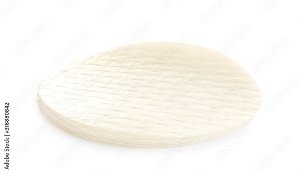 Stack of dry rice paper isolated on white Stack of dry rice paper isolated on white