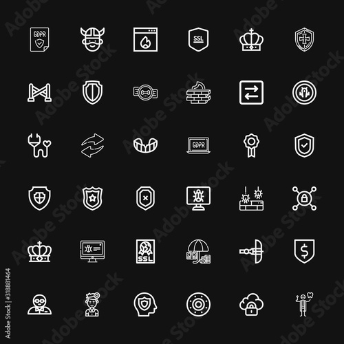 Editable 36 shield icons for web and mobile