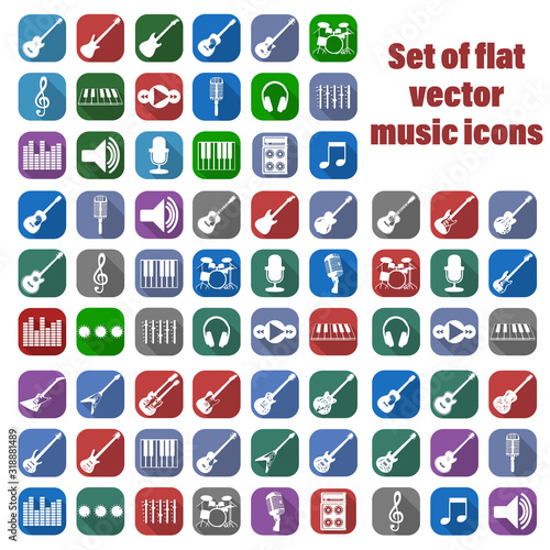 Set of flat vector music icons