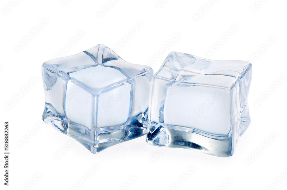 Crystal clear ice cubes isolated on white Crystal clear ice cubes isolated on white