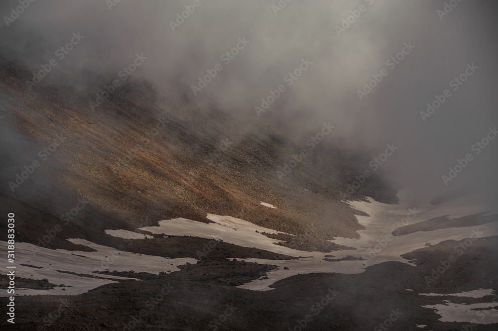 Fototapeta premium View at foothills with ice at the bottom