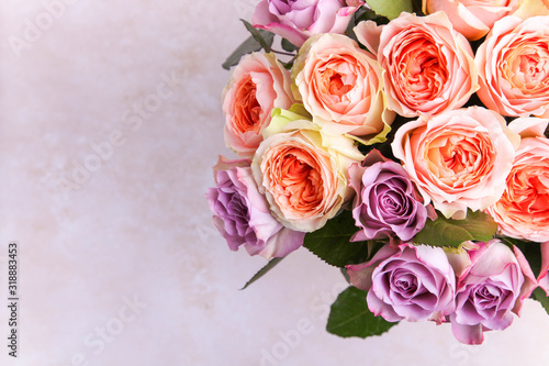 Bouquet of tea roses and floribunda