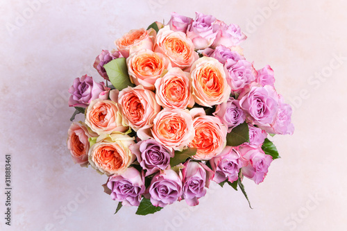 Bouquet of tea roses and floribunda