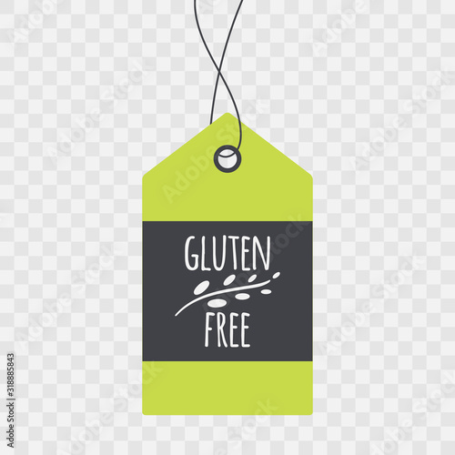 Gluten Free label, shopping tag. Vector sign isolated on transparent background. Illustration symbol for food, icon, product, logo, package, healthy eating, celiac disease