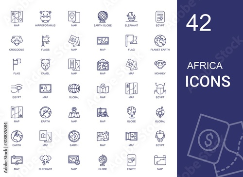 africa icons set
