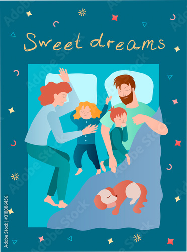Vector illustration concept of sweet dreams together as a family