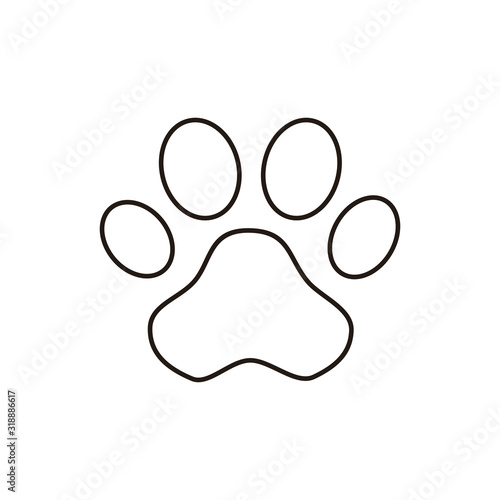 Paw icon vector on white background, Paw Print icon, Dog or cat paw.