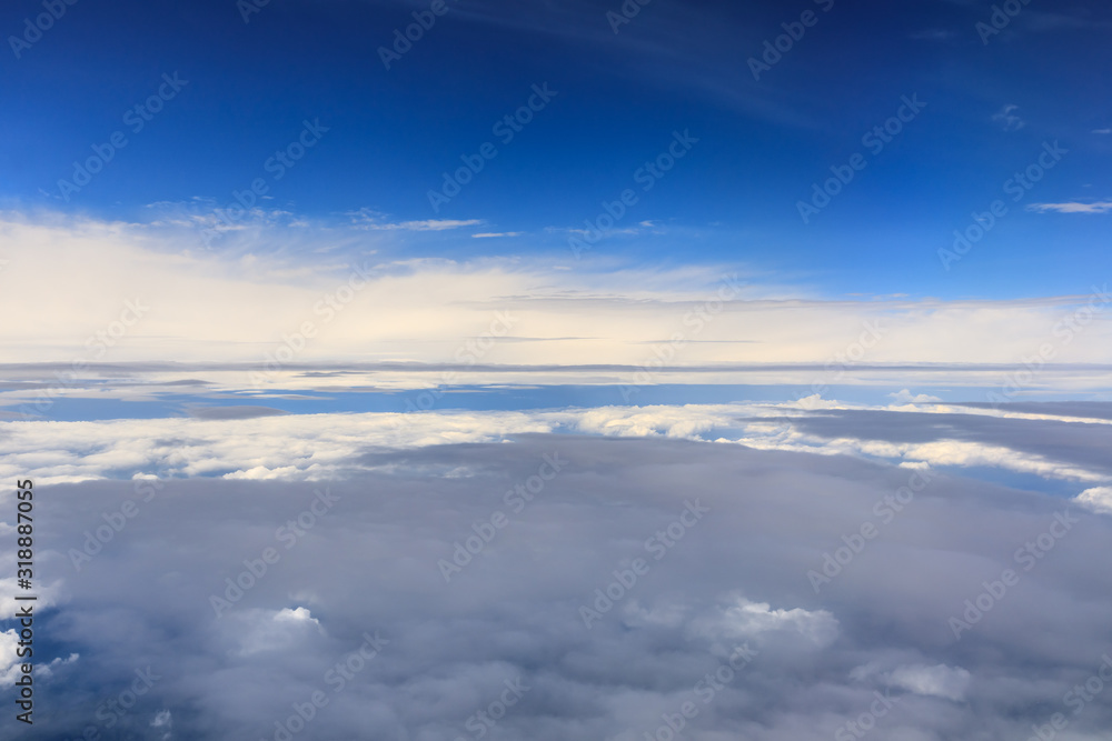 High blue sky and various shapes of white clouds High blue sky and various shapes of white clouds